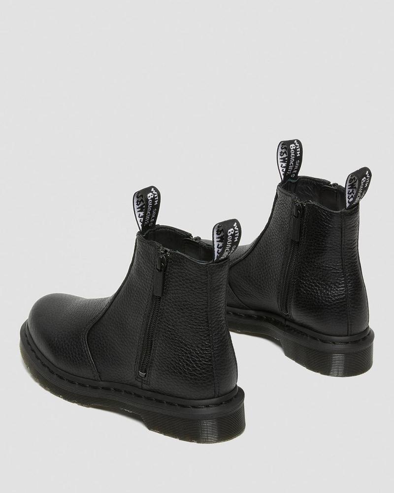 Black Women's Dr Martens 2976 Leather Zipper Chelsea Boots | CA 108OKI